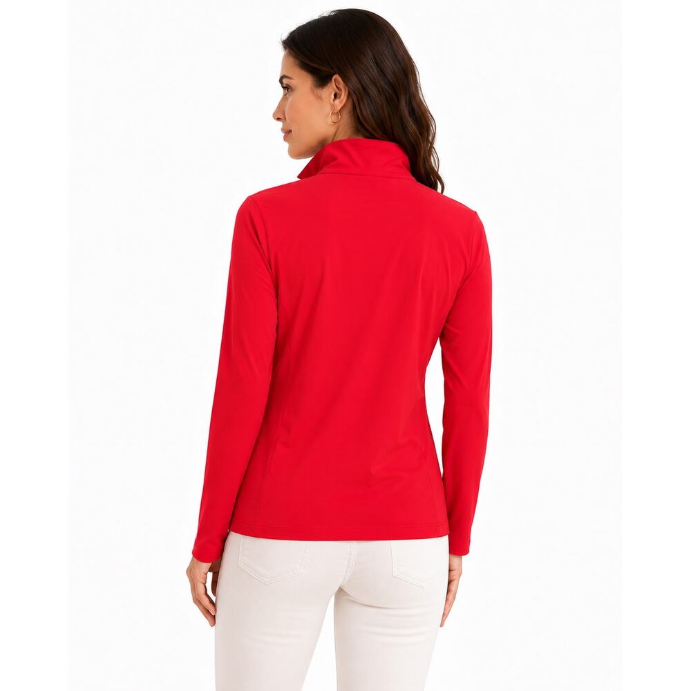 Marc Cain Sports Red Half Zip Stretch Top | N4 | US 10 | MSRP $280 - Picture 3 of 16